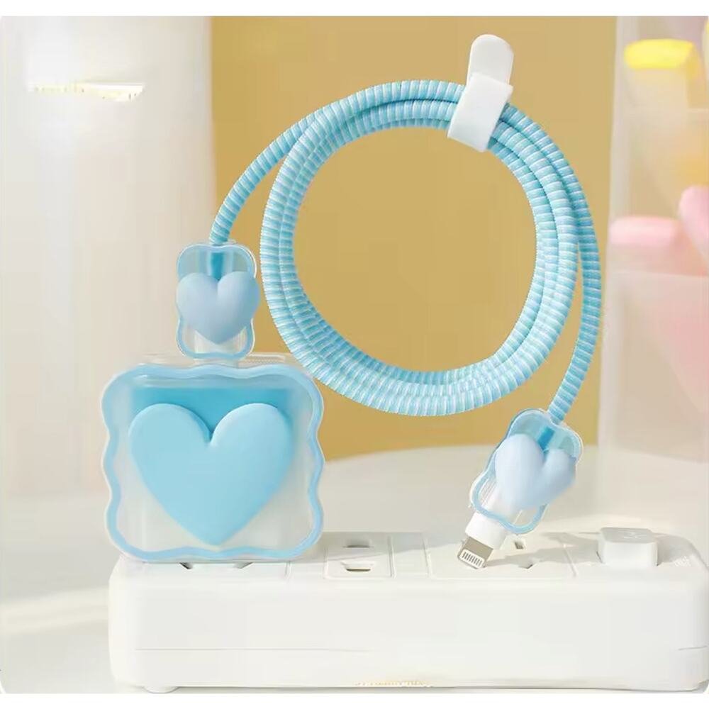 Big Blue Heart iPhone Charger Cover Cable Protectors P38